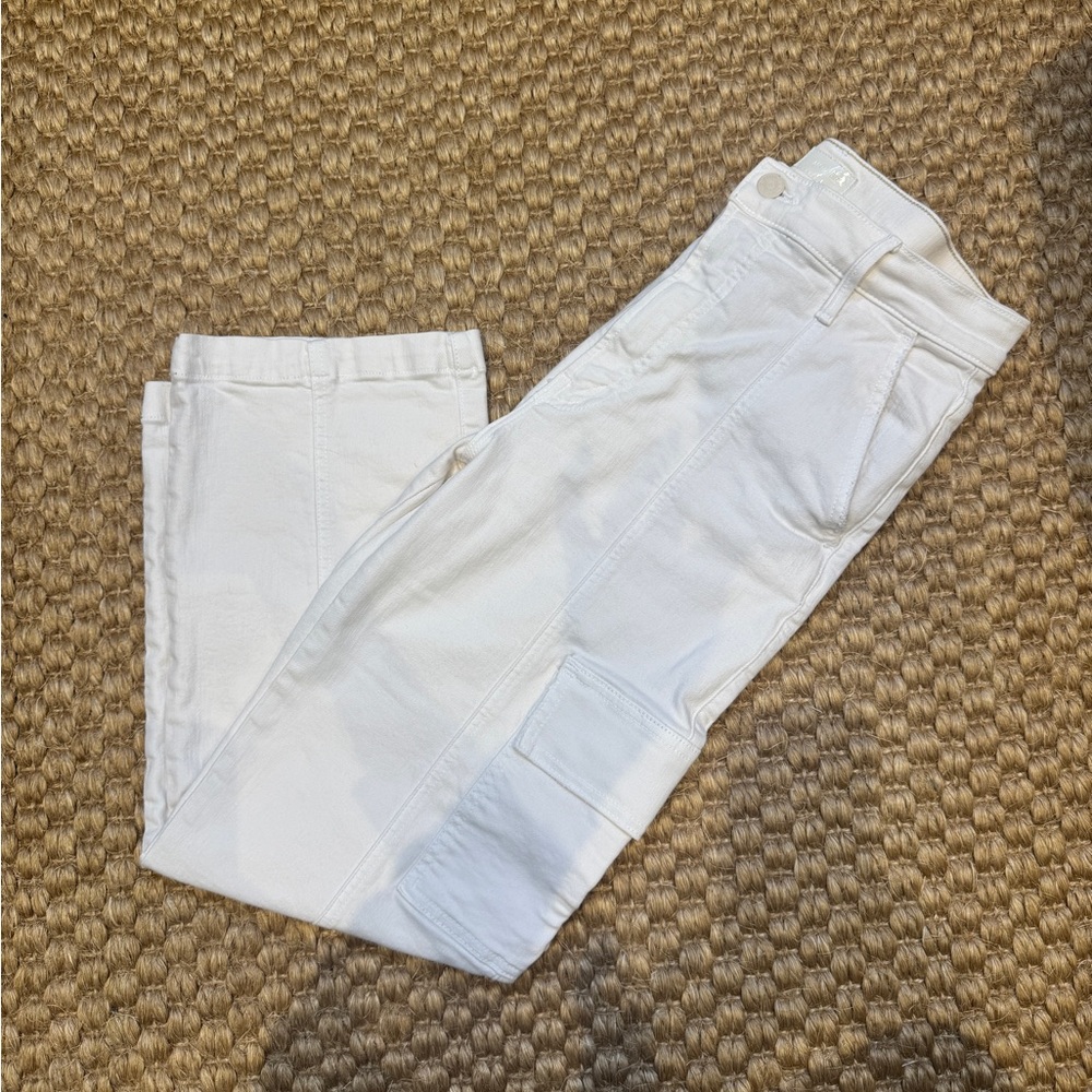 MOTHER Rambler Cargo Ankle Jeans in Cream